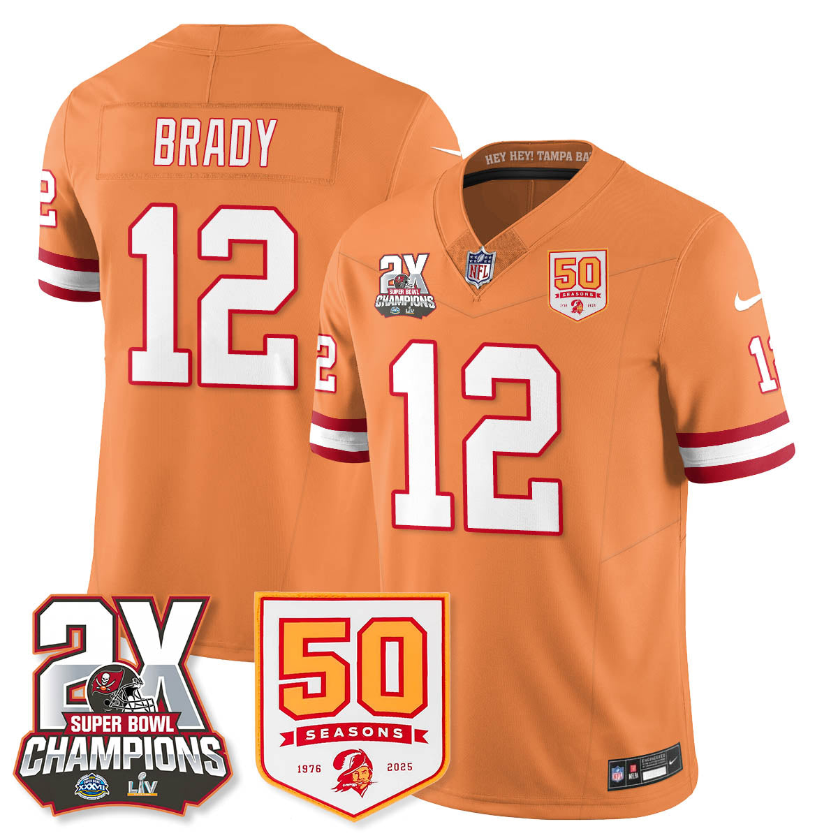 TB 2-Time Champions Patch Throwback Vapor Limited Jersey