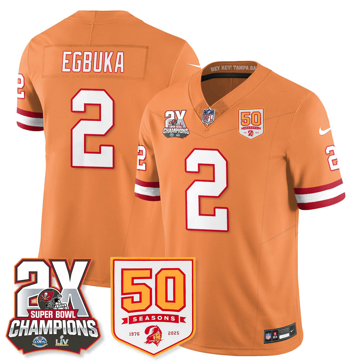 TB 2-Time Champions Patch Throwback Vapor Limited Jersey