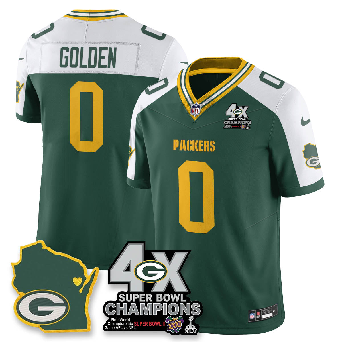 GB 4-Time Champions Patch Vapor Limited Jersey
