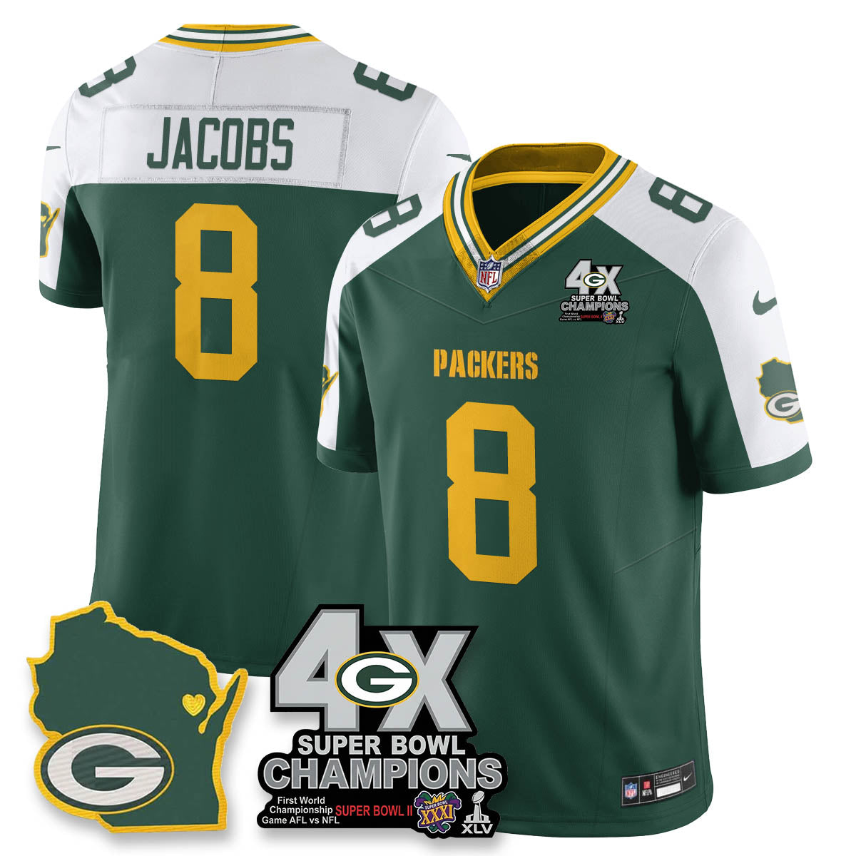 GB 4-Time Champions Patch Vapor Limited Jersey