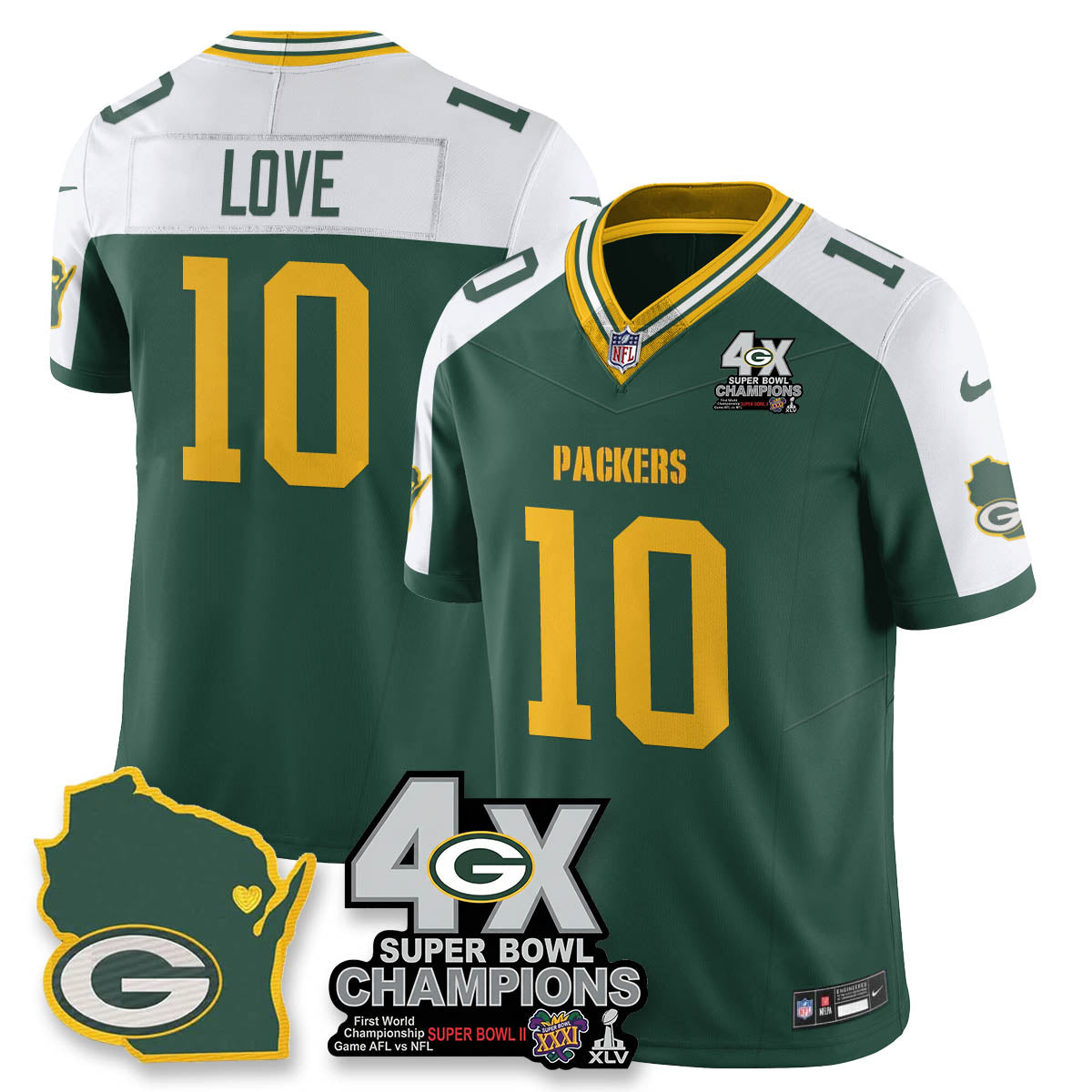 GB 4-Time Champions Patch Vapor Limited Jersey