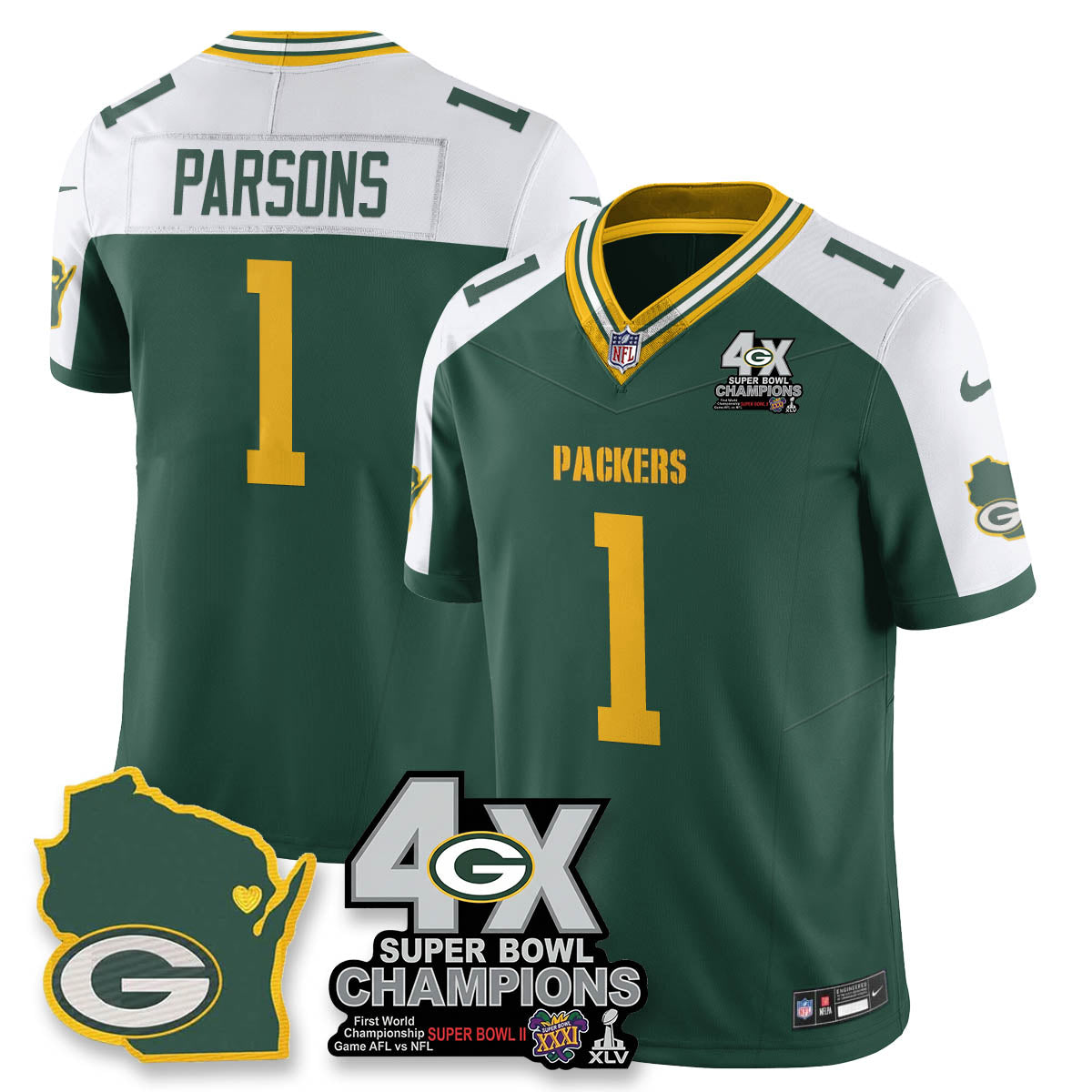 GB 4-Time Champions Patch Vapor Limited Jersey