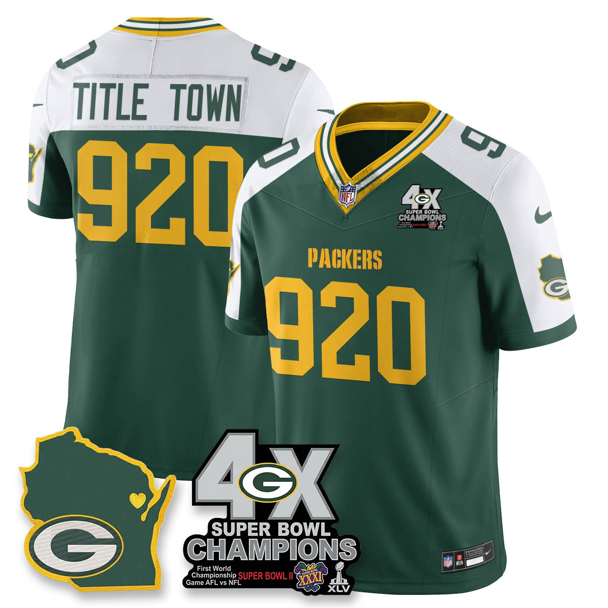 GB 4-Time Champions Patch Vapor Limited Jersey