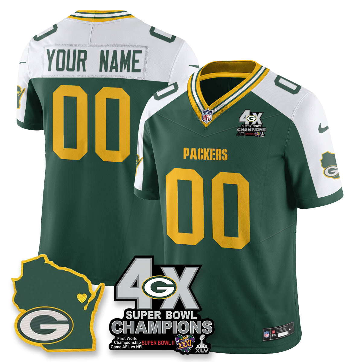 GB 4-Time Champions Patch Vapor Limited Jersey