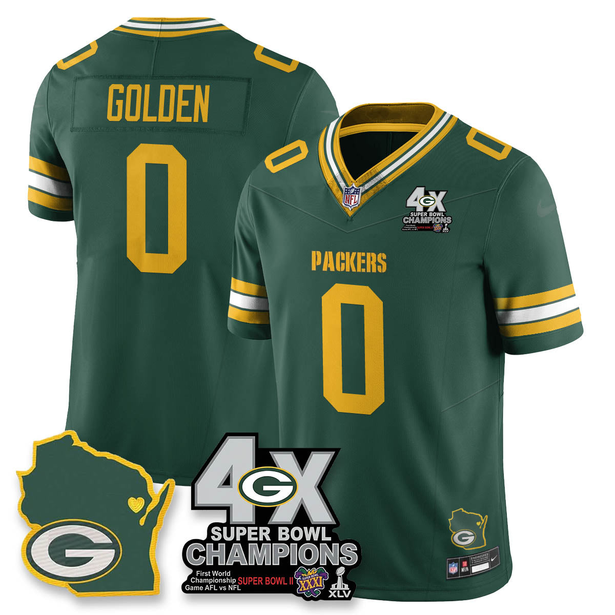 GB 4-Time Champions Patch Vapor Limited Jersey
