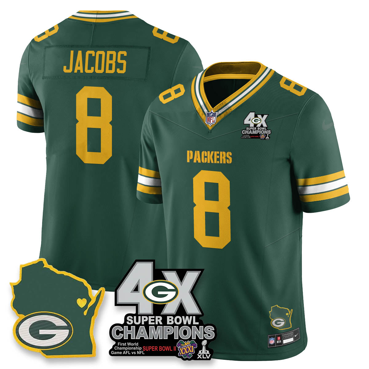 GB 4-Time Champions Patch Vapor Limited Jersey