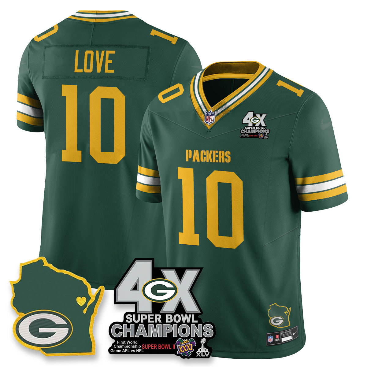 GB 4-Time Champions Patch Vapor Limited Jersey
