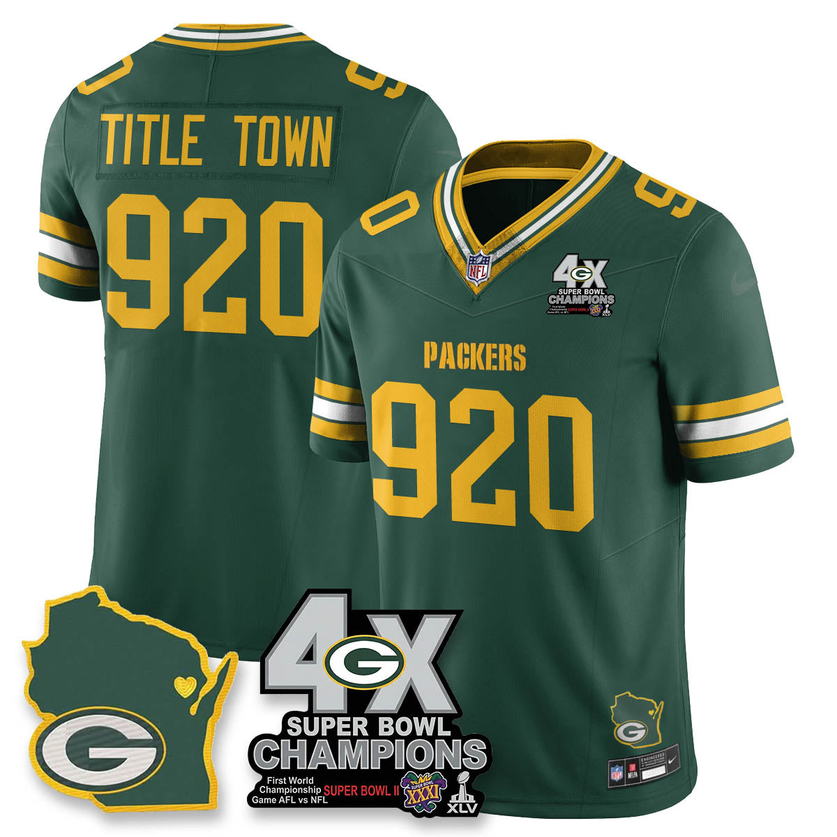 GB 4-Time Champions Patch Vapor Limited Jersey