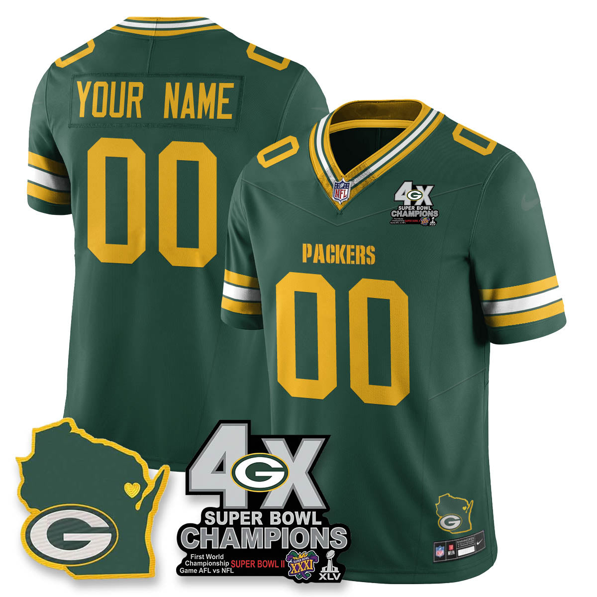 GB 4-Time Champions Patch Vapor Limited Jersey