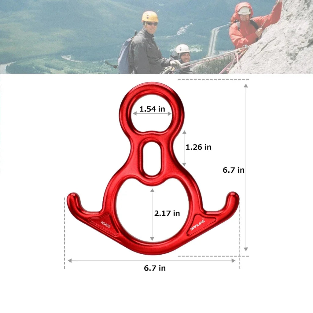 Rock climbing descender  Aluminum Alloy 5000kg Large Figure 8 Word Rope Descender Belay Device Rappelling Ring Rock Climbing Res
