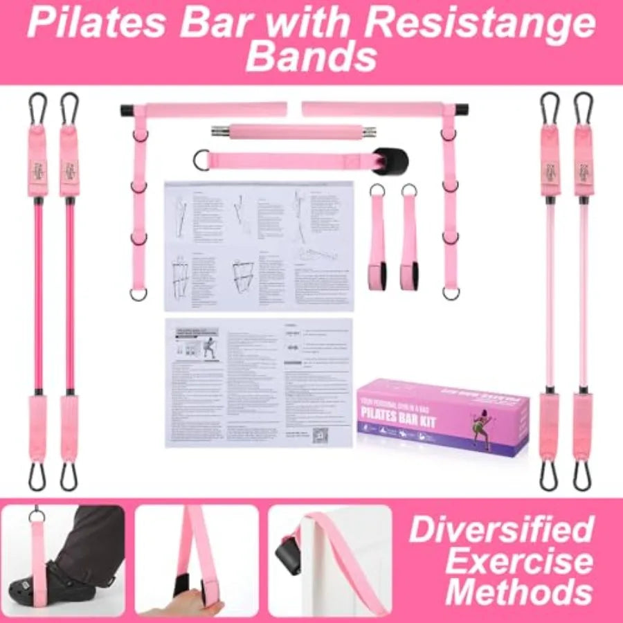 Pilates Bar Kit with Resistance Bands Multifunctional Pilates Bar for Women Men Pilate Equipment Pilate Workout Equipment for L