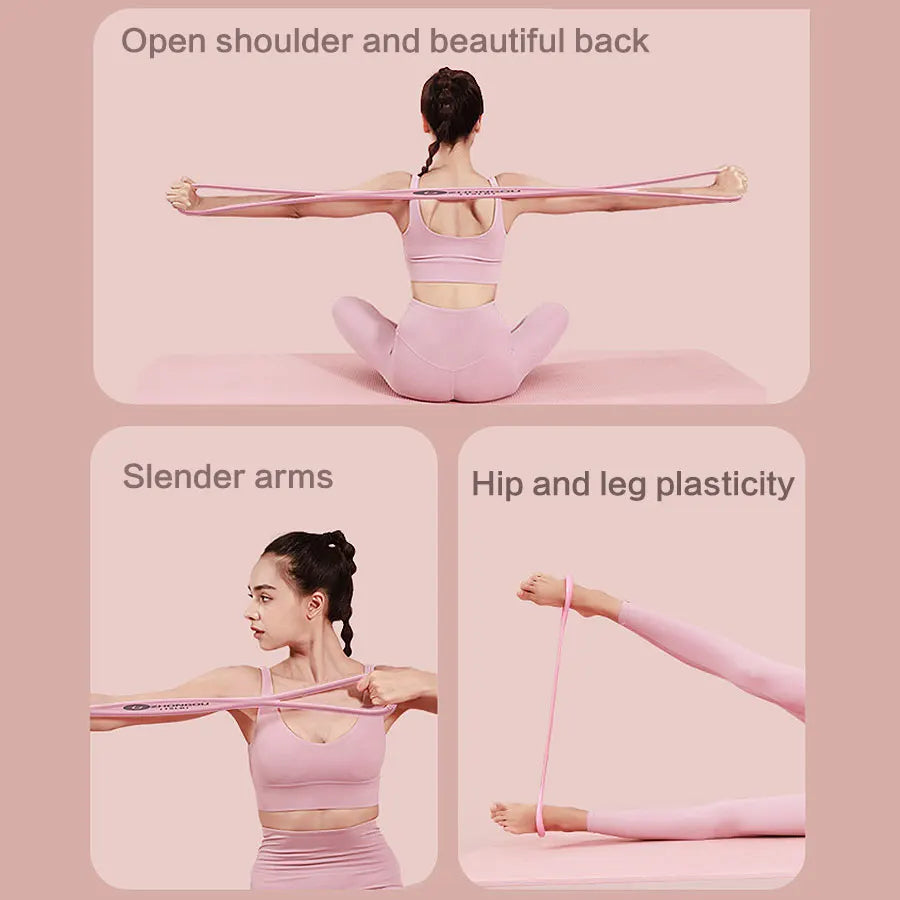 Figure 8 Resistance Band Shoulder Neck Stretcher Home Fitness Equipment Yoga Pilates Premium Silicone Exercise Training Tool