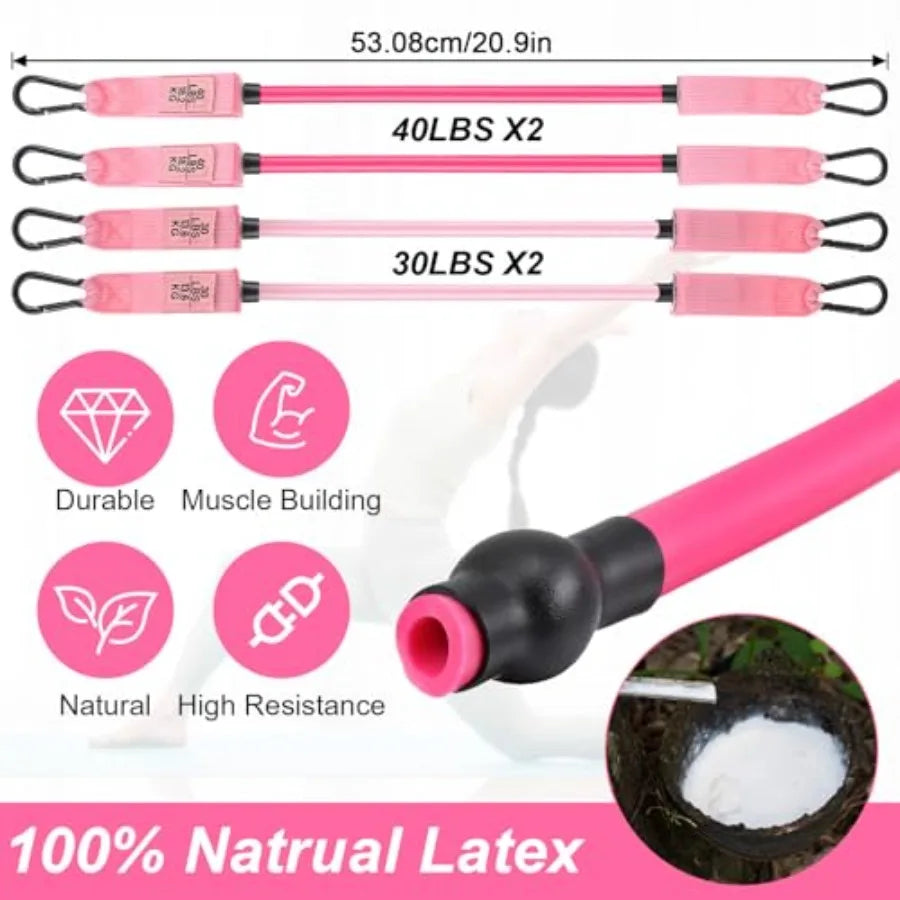 Pilates Bar Kit with Resistance Bands Multifunctional Pilates Bar for Women Men Pilate Equipment Pilate Workout Equipment for L