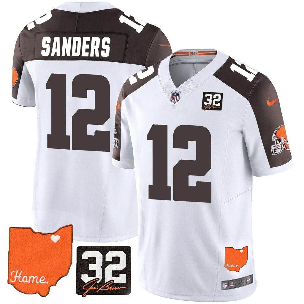 CLE #32 Jim Brown Memorial & Home Patch Vapor Limited Jersey