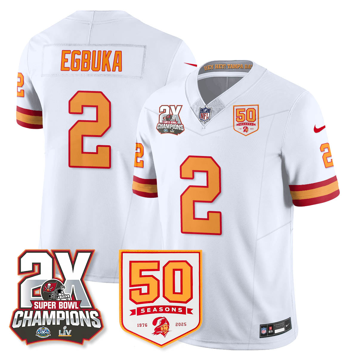 TB 2-Time Champions Patch Throwback Vapor Limited Jersey