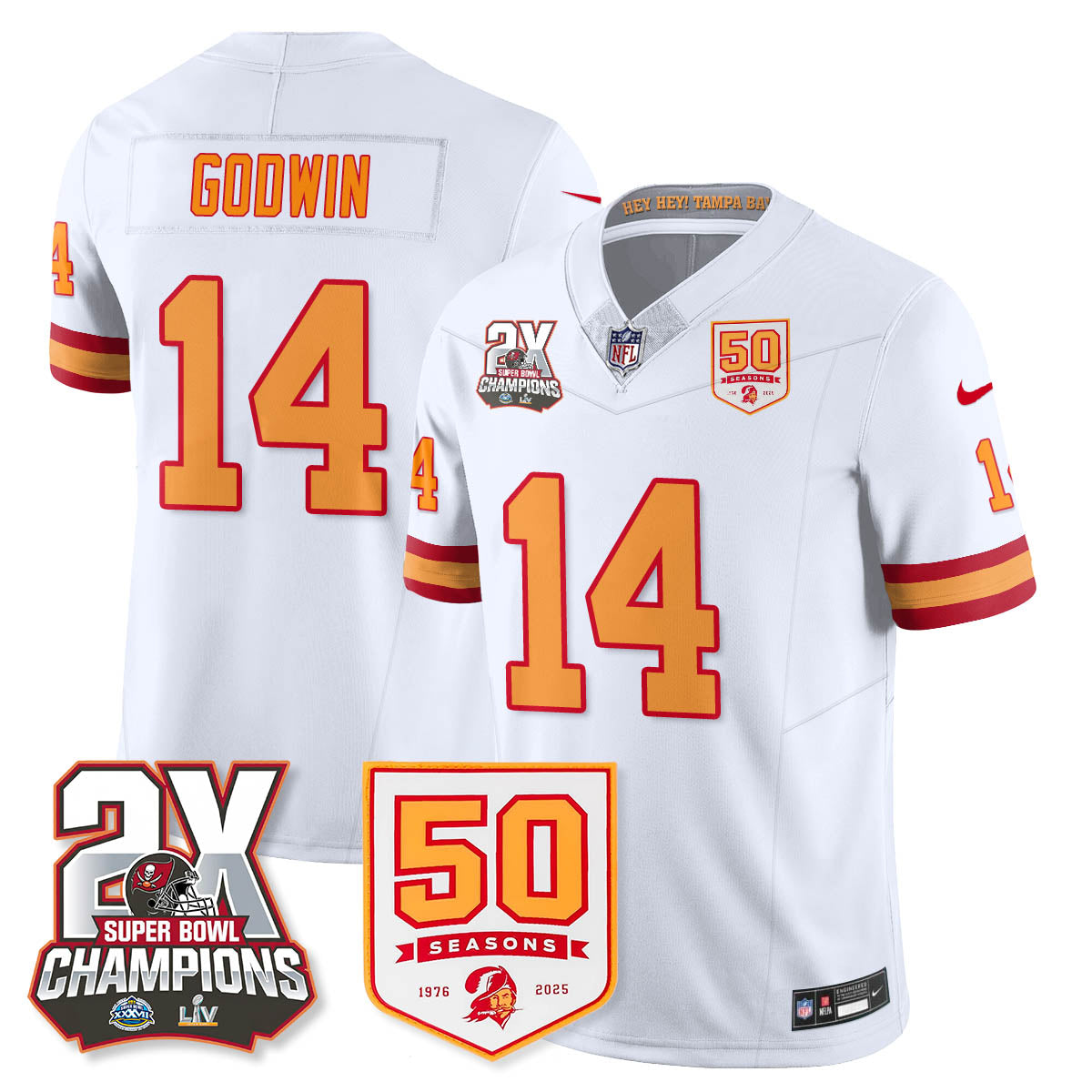 TB 2-Time Champions Patch Throwback Vapor Limited Jersey