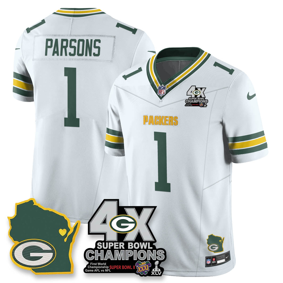 GB 4-Time Champions Patch Vapor Limited Jersey
