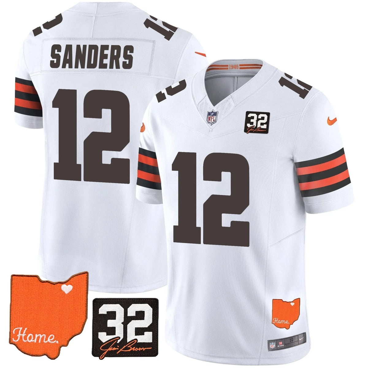 CLE #32 Jim Brown Memorial & Home Patch Vapor Limited Jersey