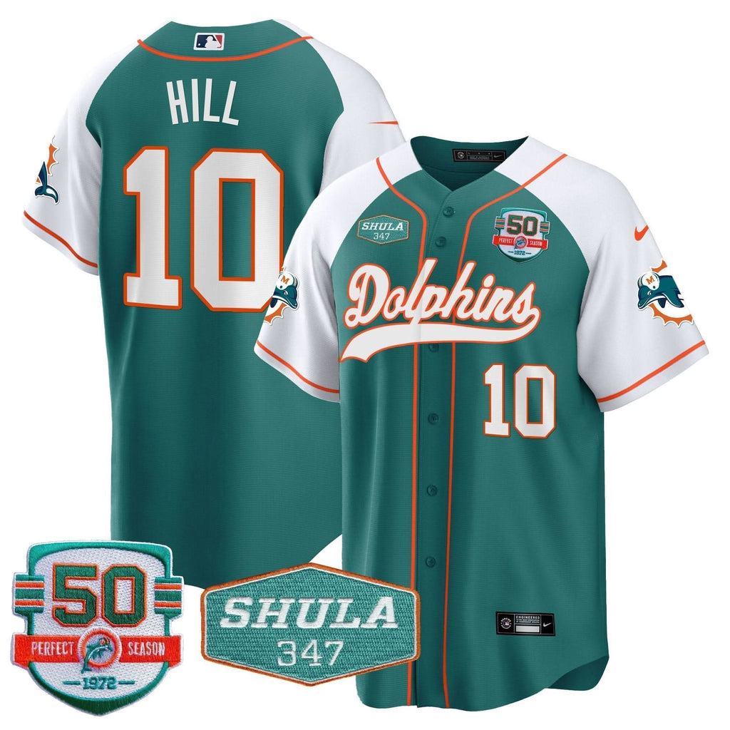 MIA 50th & Don Shula 347 Memorial Patch Baseball Jersey - All Stitched