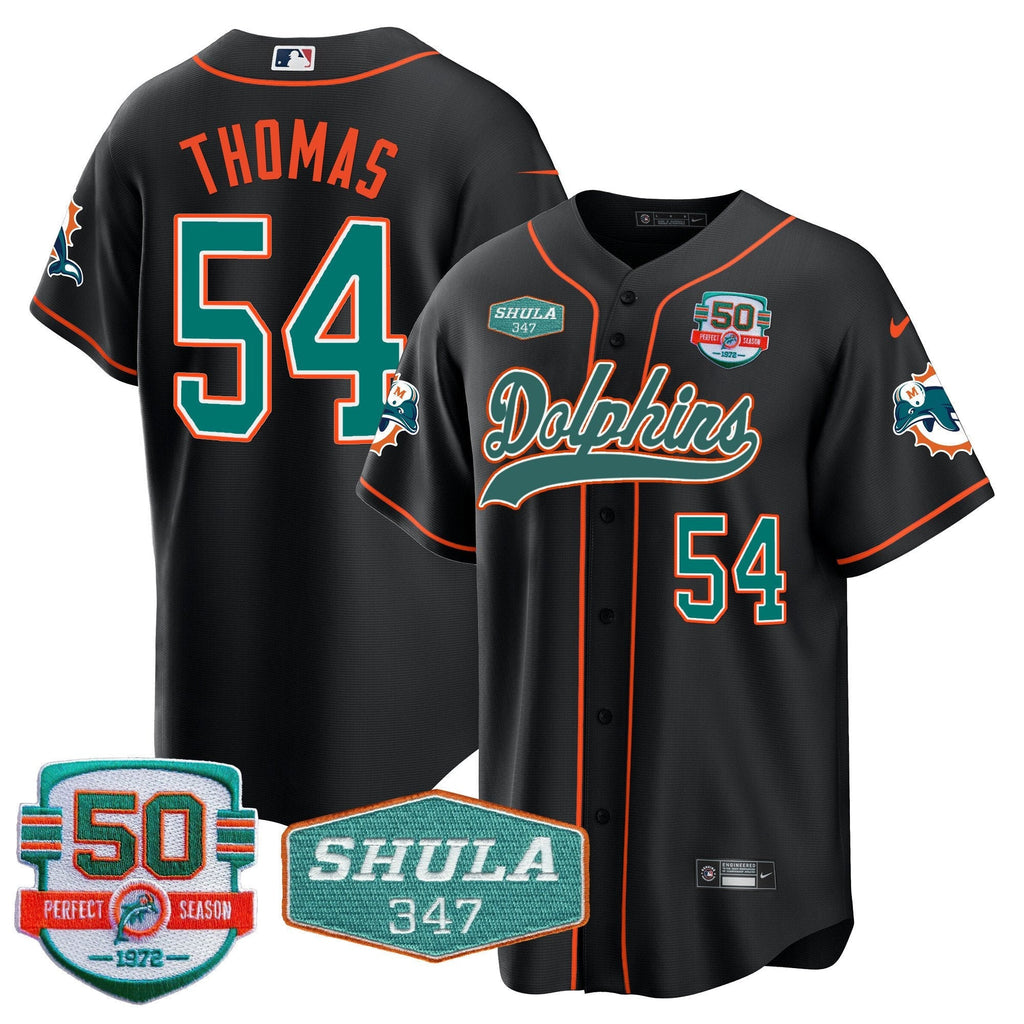 MIA 50th & Don Shula 347 Memorial Patch Baseball Jersey - All Stitched