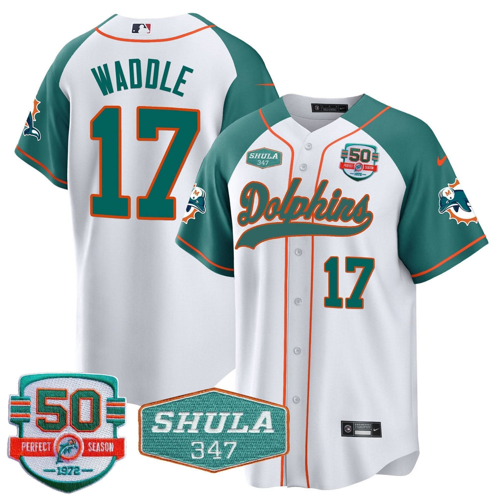 MIA 50th & Don Shula 347 Memorial Patch Baseball Jersey - All Stitched