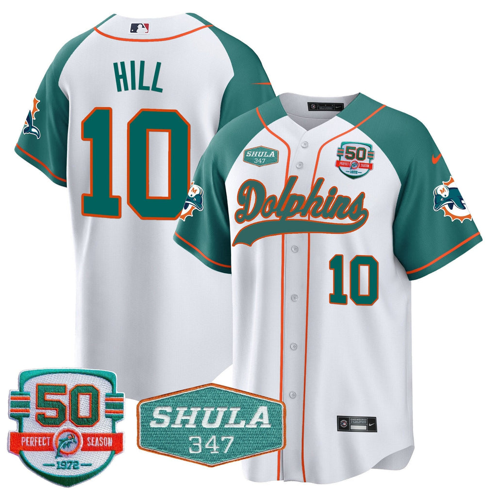 MIA 50th & Don Shula 347 Memorial Patch Baseball Jersey - All Stitched