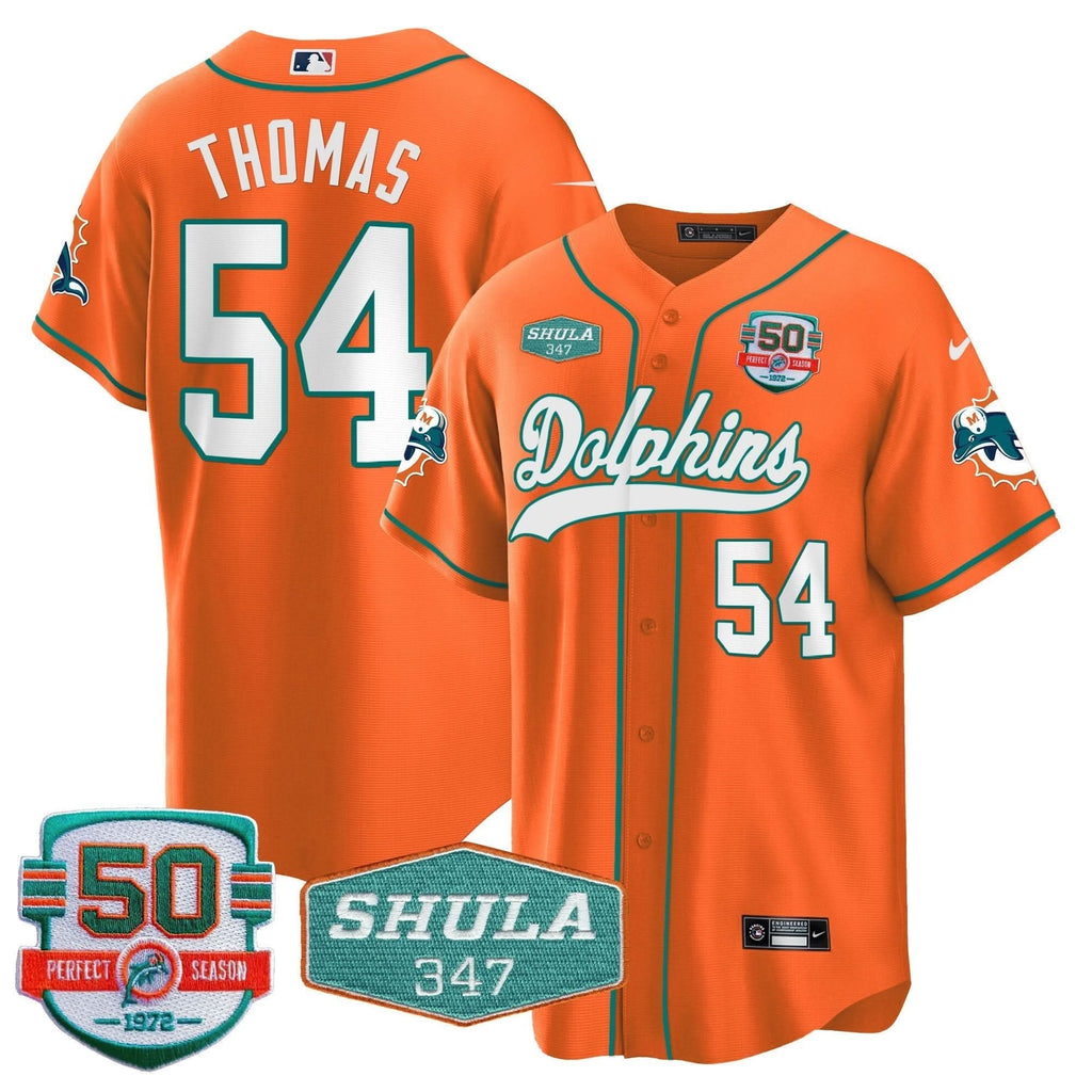 MIA 50th & Don Shula 347 Memorial Patch Baseball Jersey - All Stitched