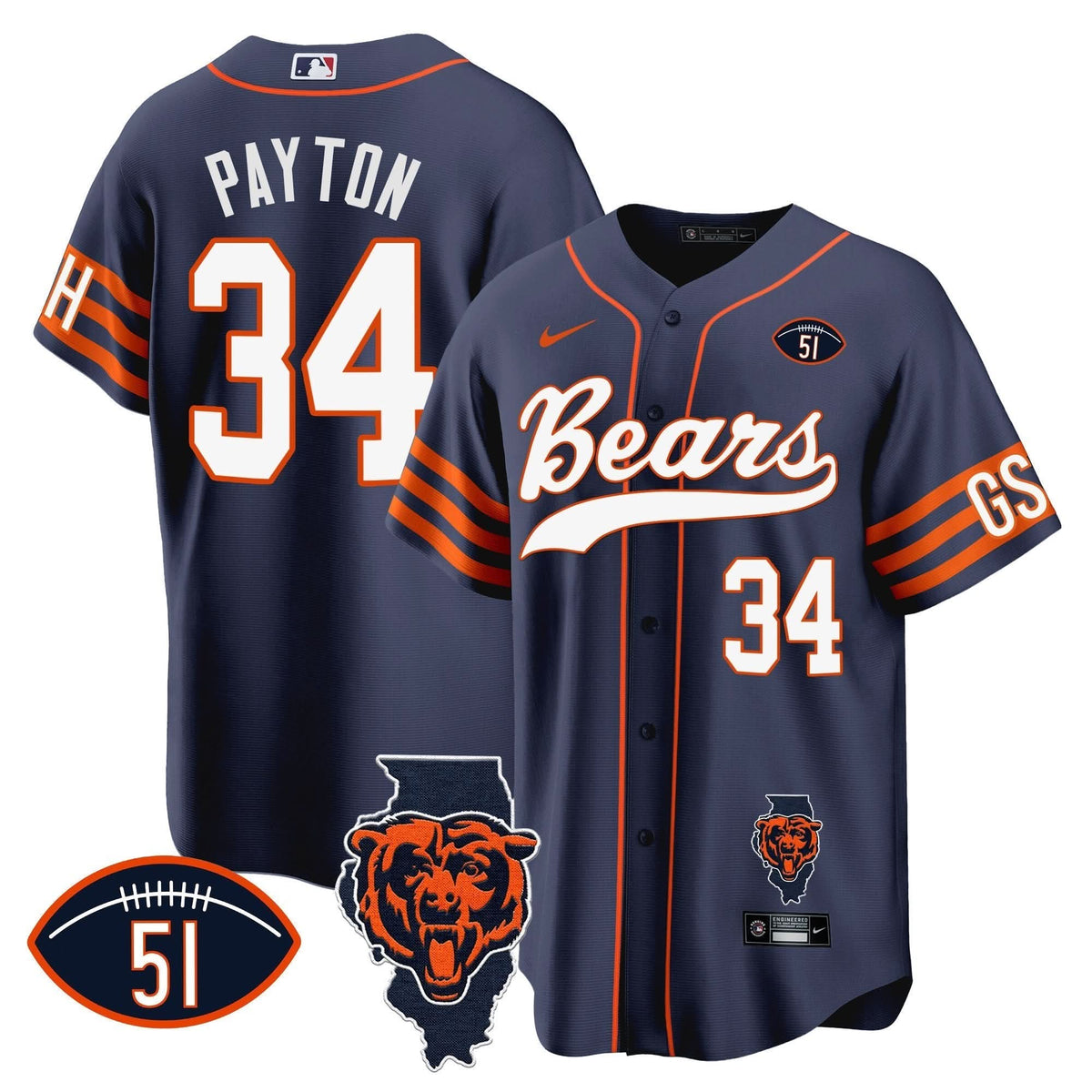CHI Illinois Patch Baseball Jersey - All Stitched