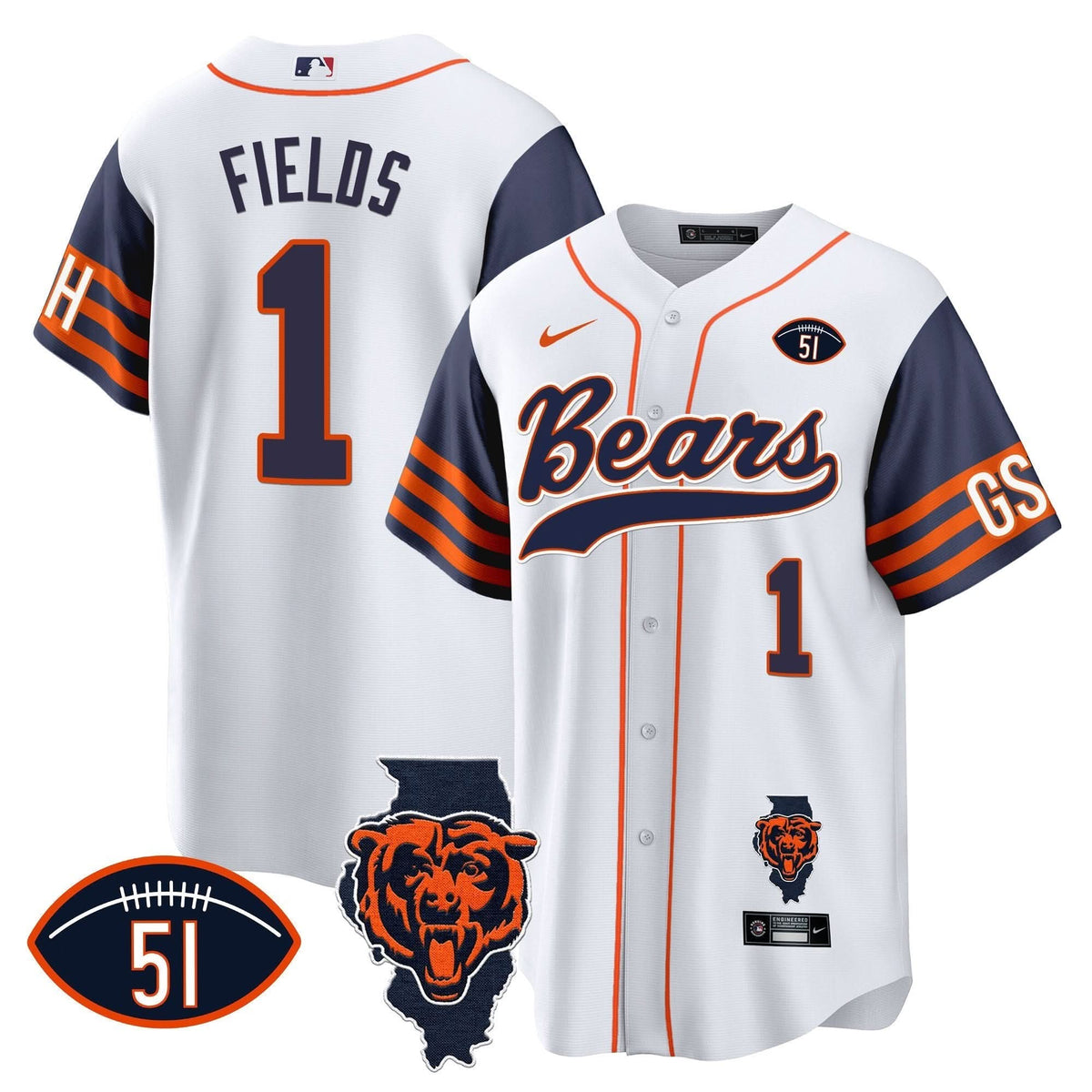 CHI Illinois Patch Baseball Jersey - All Stitched