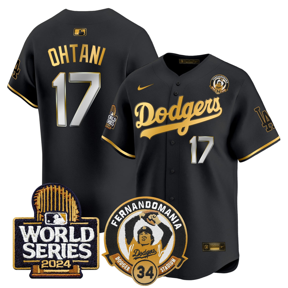 Men's Dodgers Fernando Valenzuela & 2024 World Series Patch Vapor Premier Limited Jersey V3 - All Stitched