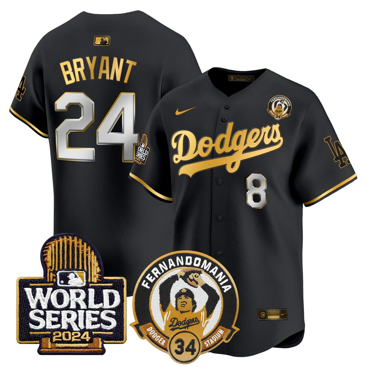Men's Dodgers Fernando Valenzuela & 2024 World Series Patch Vapor Premier Limited Jersey V3 - All Stitched