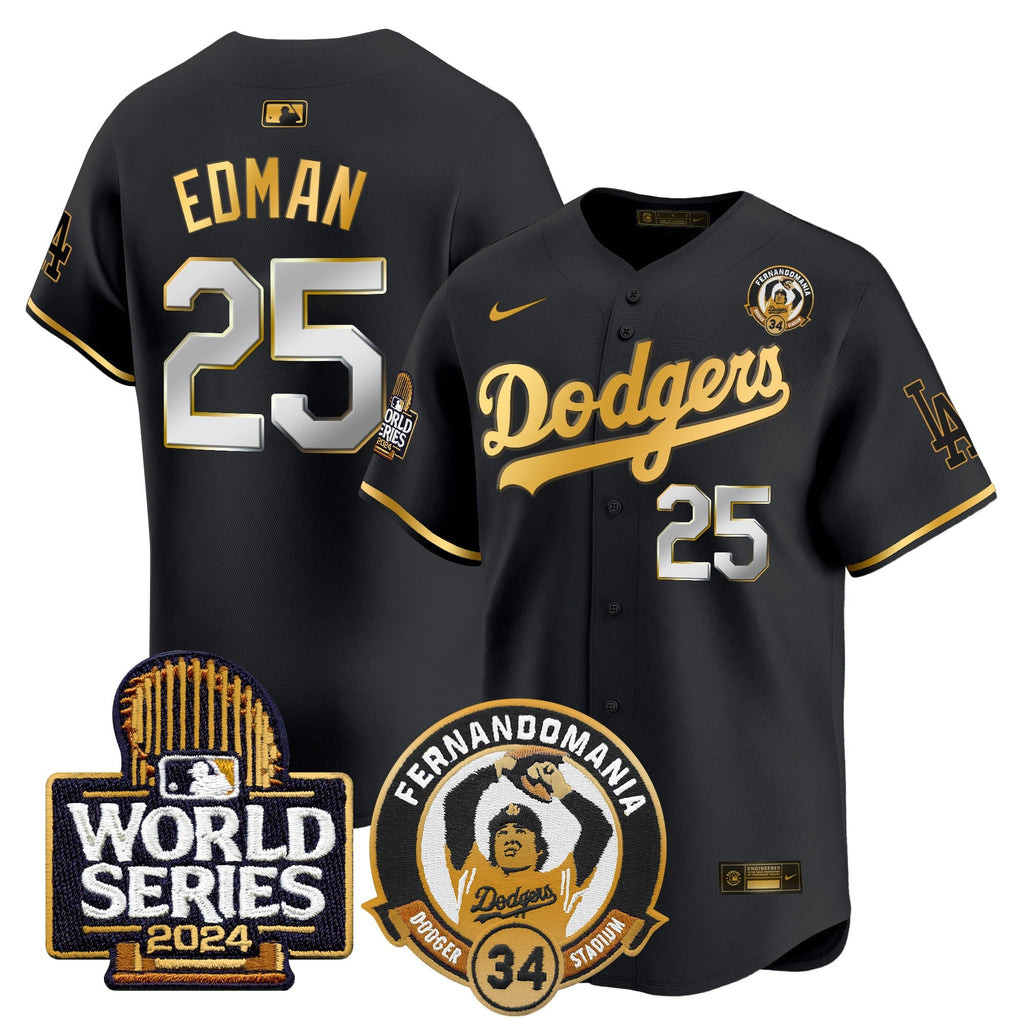 Men's Dodgers Fernando Valenzuela & 2024 World Series Patch Vapor Premier Limited Jersey V3 - All Stitched