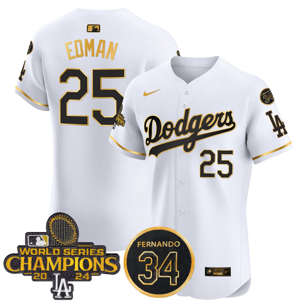Men's Dodgers 2024 World Series Champions Patch Vapor Premier Elite Jersey V2 - All Stitched
