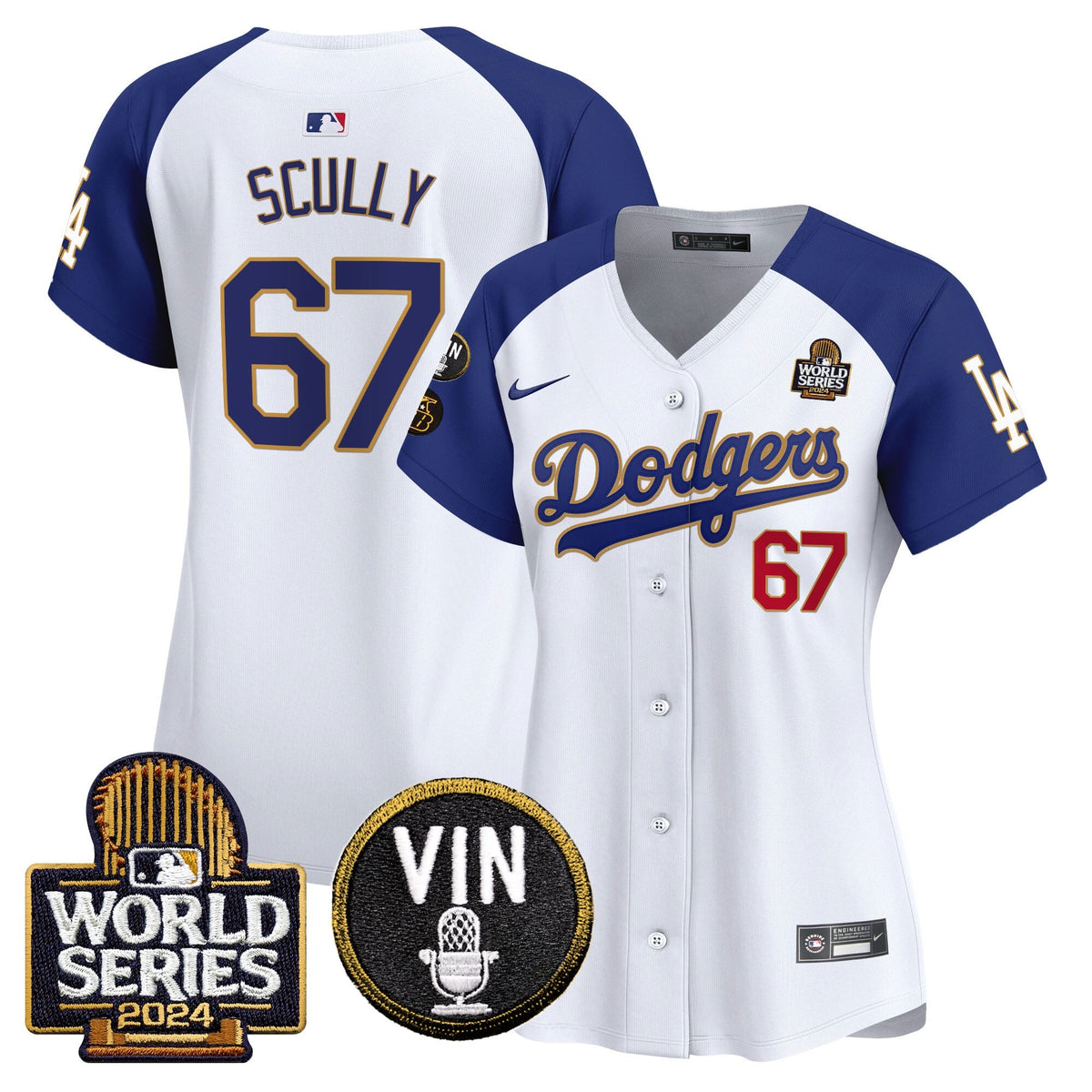Women's Dodgers 2024 World Series Gold Trim Vapor Premier Limited Jersey V2 - All Stitched