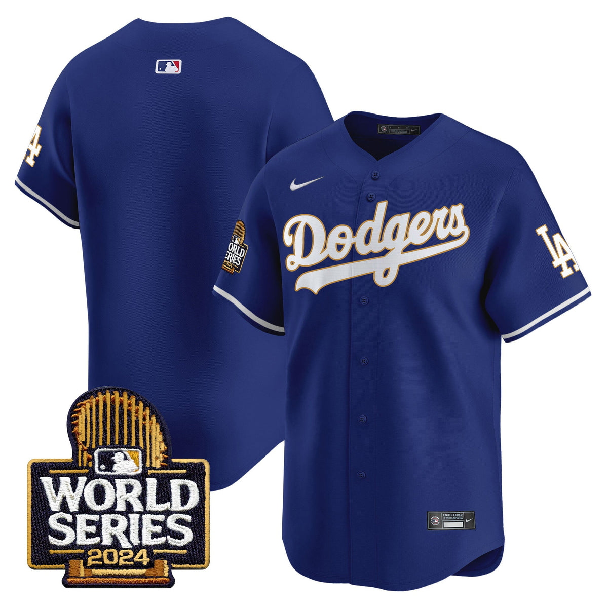 Men's Dodgers 2024 World Series Gold Trim Vapor Premier Limited Jersey - All Stitched
