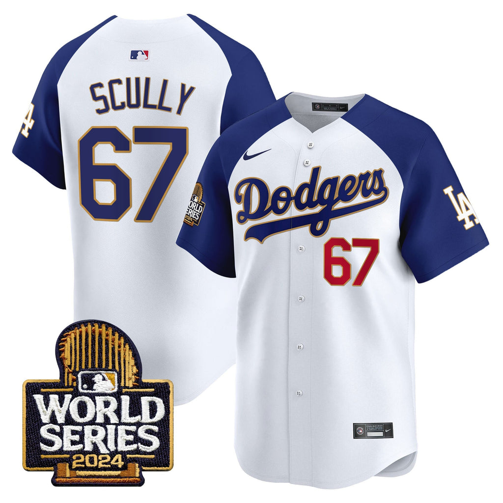 Men's Dodgers 2024 World Series Gold Trim Vapor Premier Limited Jersey - All Stitched