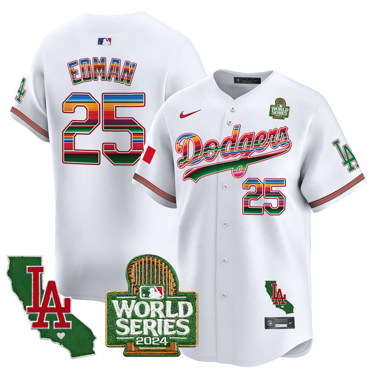 Men's Dodgers Mexico 2024 World Series Vapor Premier Limited Jersey V2 - All Stitched