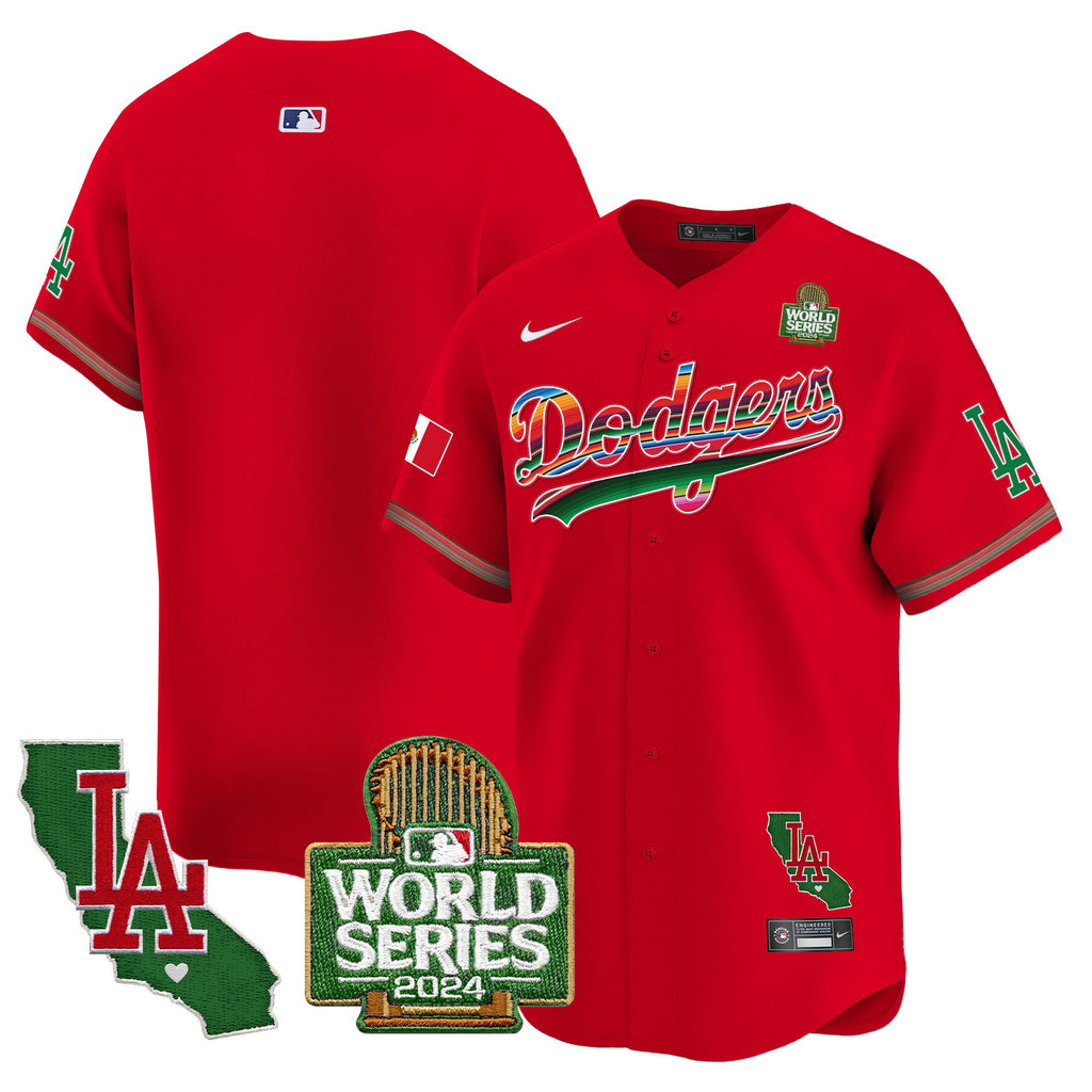 Men's Dodgers Mexico 2024 World Series Vapor Premier Limited Jersey V2 - All Stitched