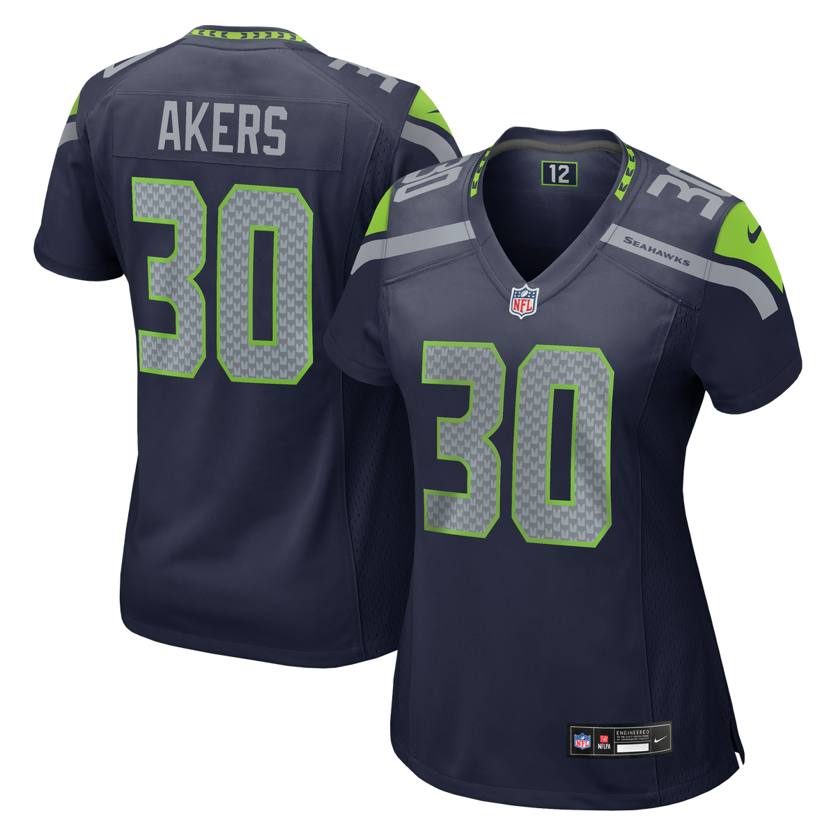 Women's Seattle Seahawks Cam Akers Nike College Navy Team Game Jersey