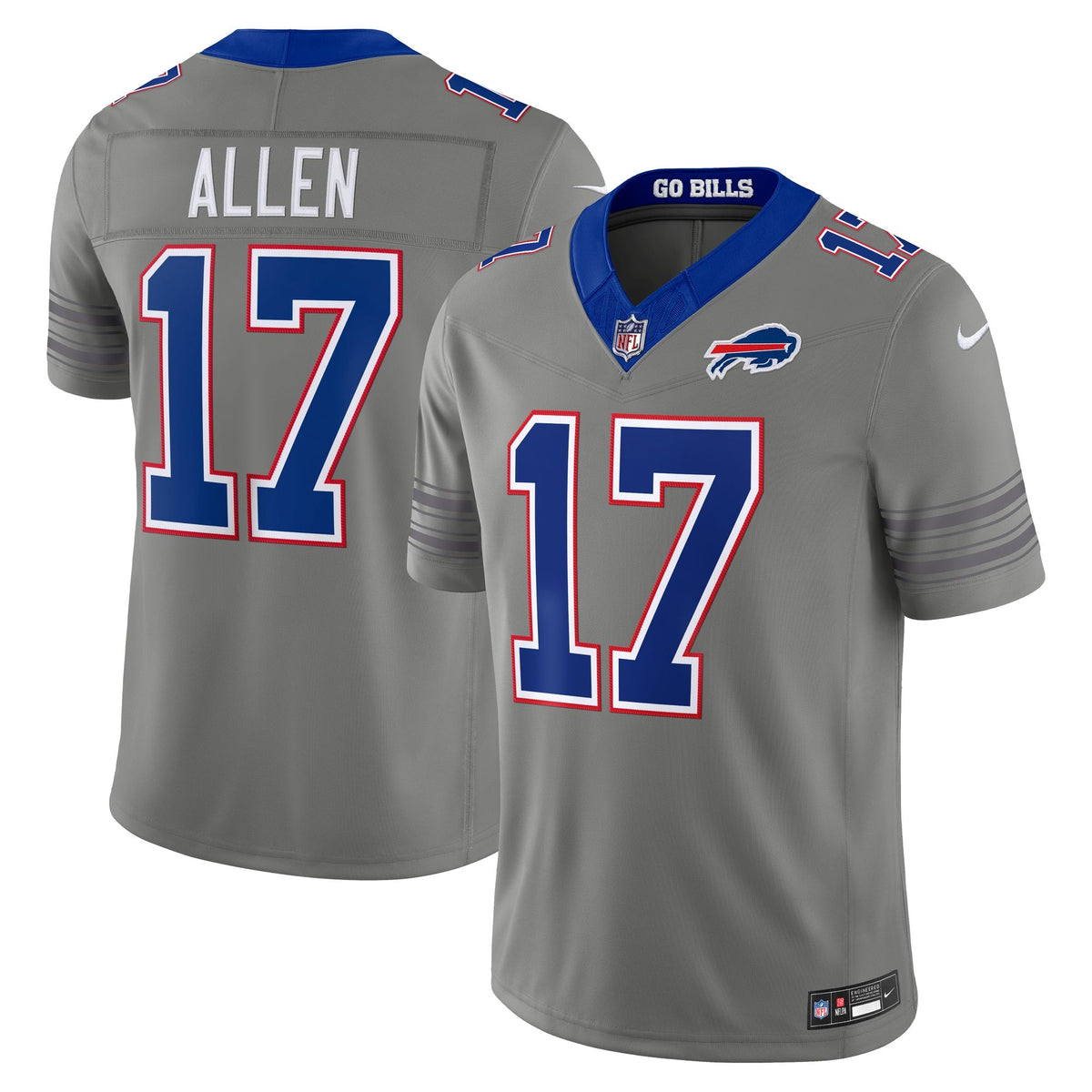 Men's Buffalo Bills Josh Allen Nike Gray Nickel City Vapor Fuse Stitched Limited Jersey