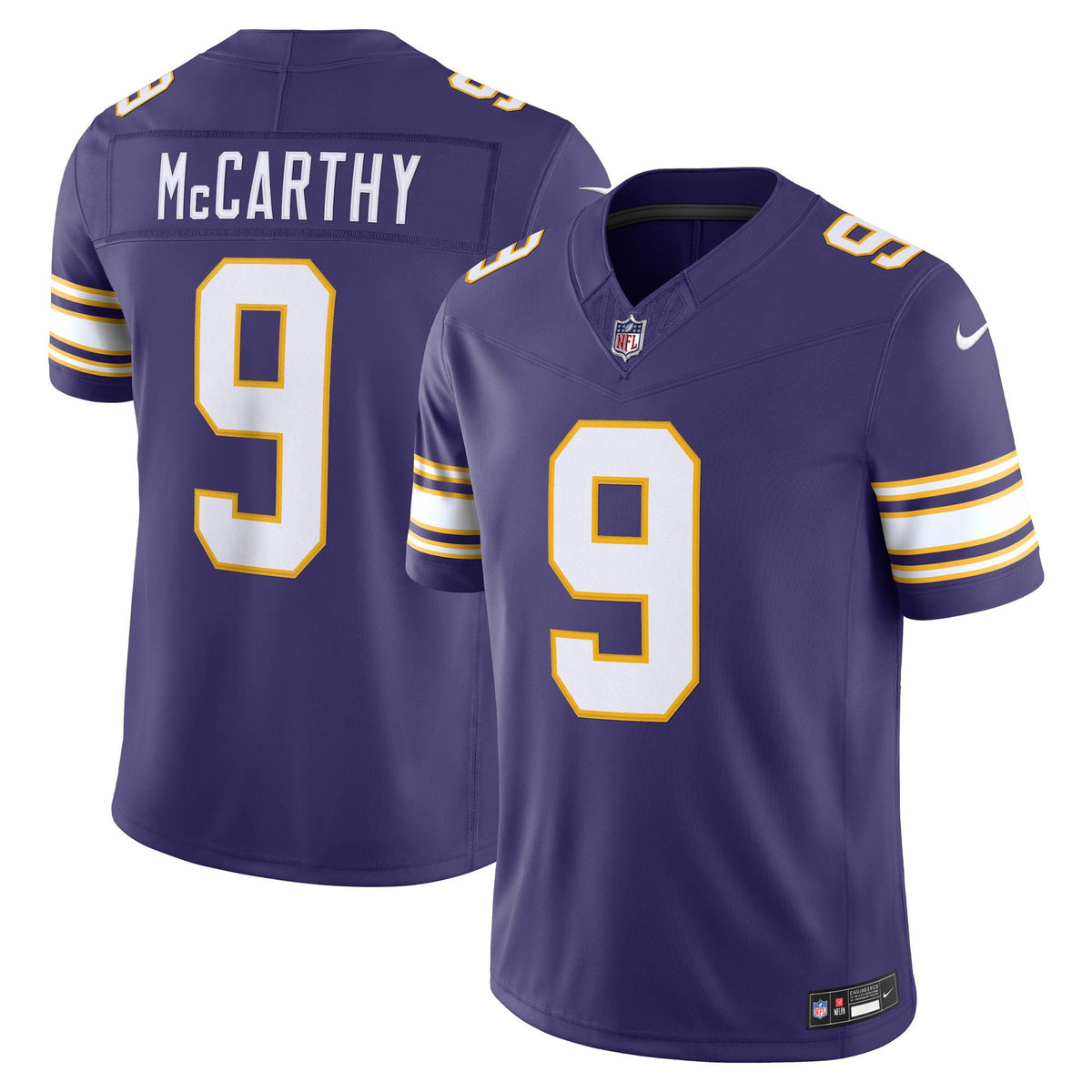 Men's Minnesota Vikings Jj Mccarthy Nike Purple Alternate Classic Vapor Fuse Stitched Limited Jersey