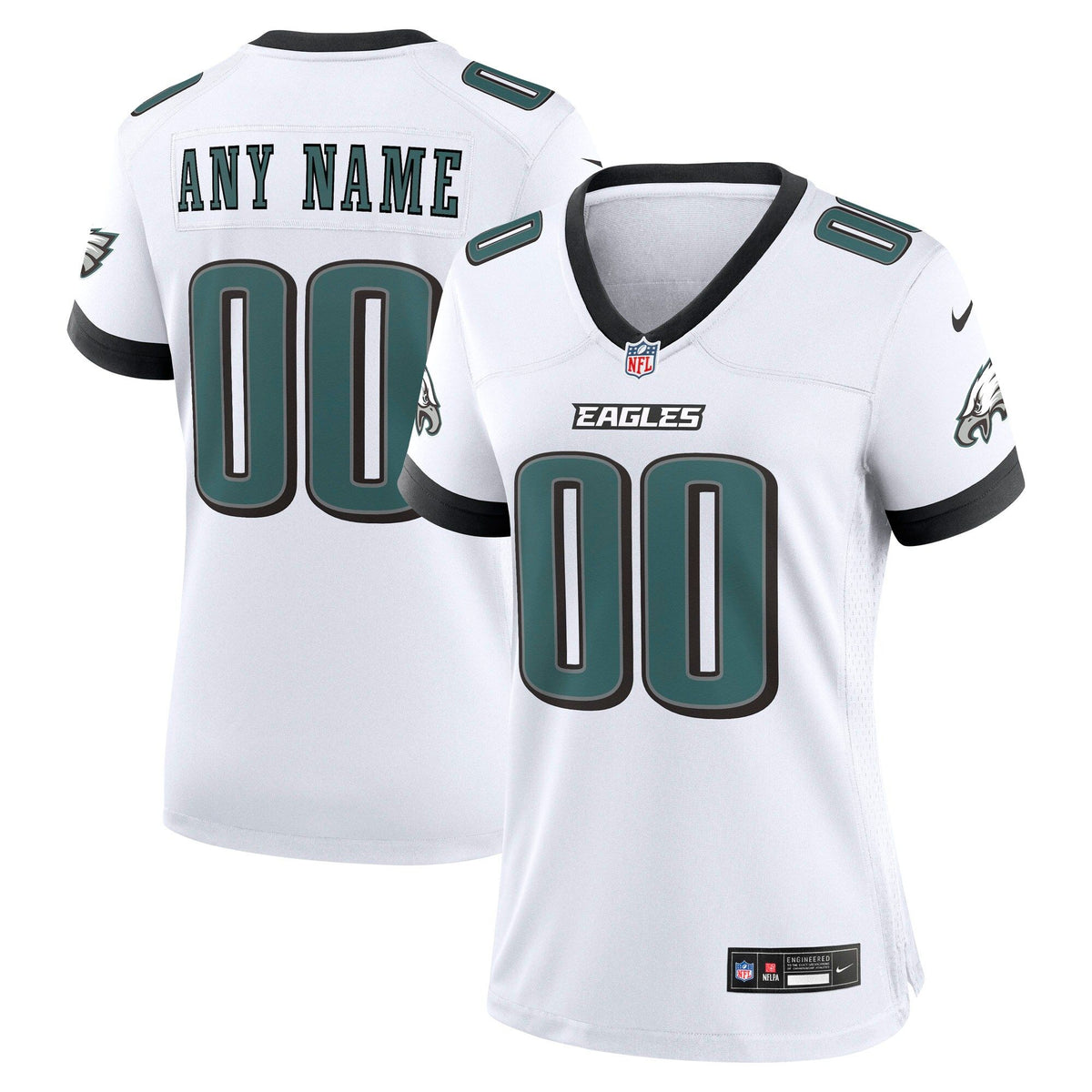 Women's Philadelphia Eagles Nike White Team Custom Game Jersey