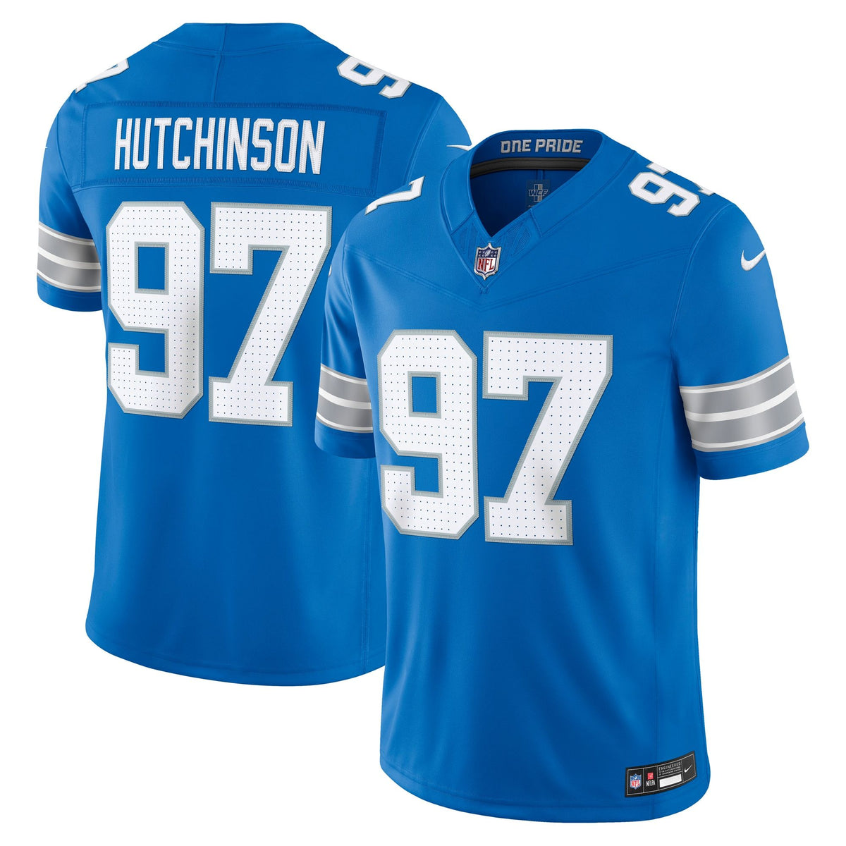 Men's Detroit Lions Aidan Hutchinson Nike Blue Team Vapor Fuse Stitched Limited Jersey
