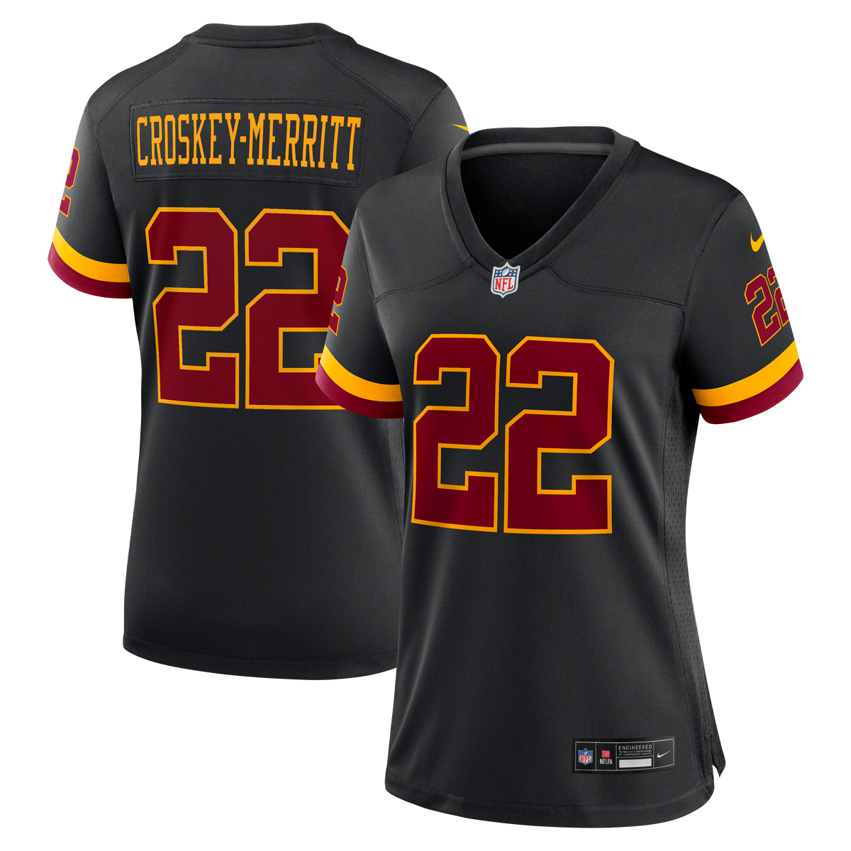 Women's Washington Commanders Jacory Croskey Merritt Nike Black Hail Raiser Alternate Game Jersey